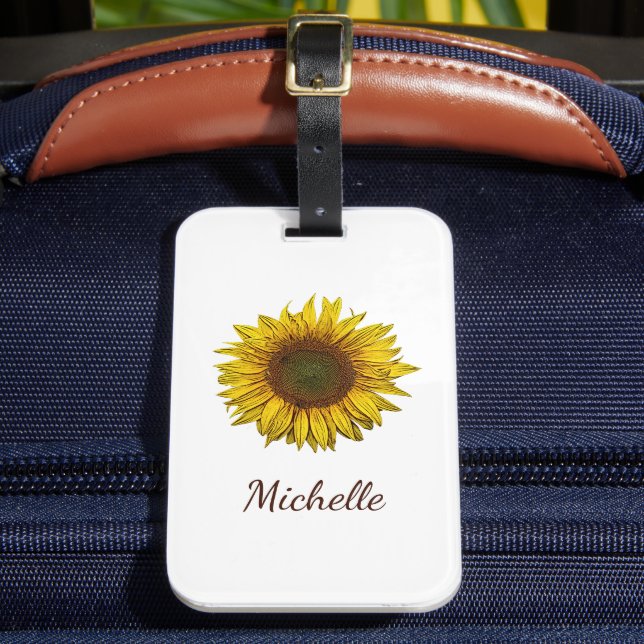 Étiquette À Bagage Yellow Sunflower Boho Botanical Personalized  (Insitu Rectoal 2)