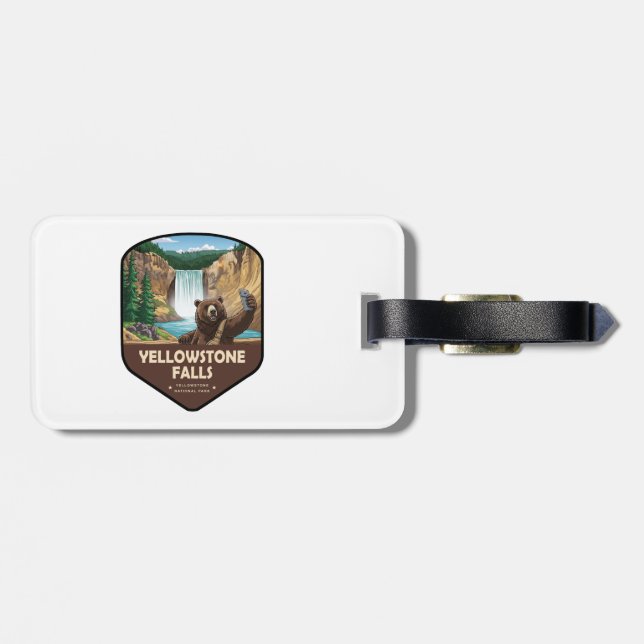 Étiquette À Bagage Yellowstone Falls Bear Selfie Shield (Dos horizontal)