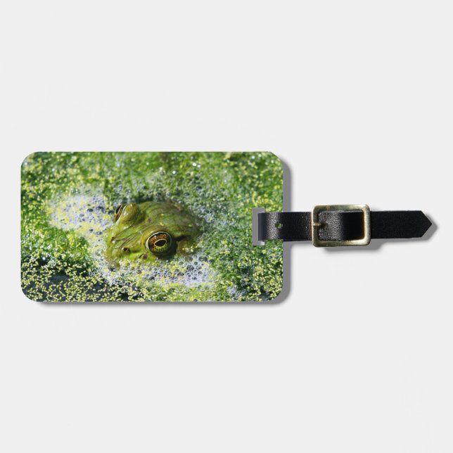 Étiquette À Bagage Yeux de grenouille dans un étang (Devant horizontal)