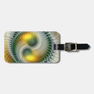 Étiquette À Bagage Yin Yang Vert Jaune Abstrait coloré Fractal