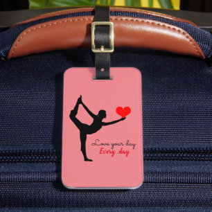 Étiquette À Bagage Yoga Coeur & Aimer votre journée, Tous les jours /