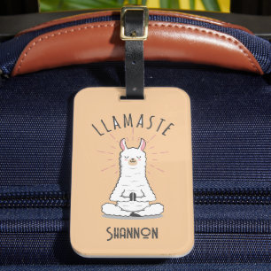 Étiquette À Bagage Yoga Llama - Llamaste Pun Monogramme Nom