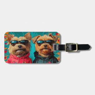 Étiquette À Bagage Yorkipoo avec Roses de coeur Saint Valentin