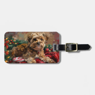 Étiquette À Bagage Yorkipoo Fête de Noël Festive