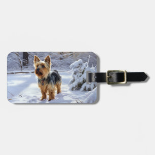Étiquette À Bagage Yorkshire Terrier Laissez Tomber la Neige Noël