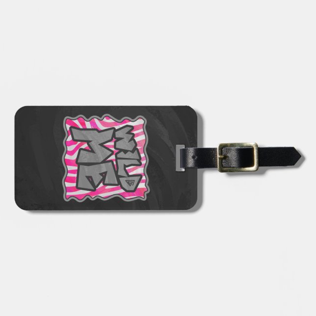 Étiquette À Bagage Zebra Hot Rose et White Wild Me (Devant horizontal)