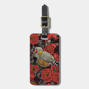 Étiquette À Bagage Zèbre et rosier rouge