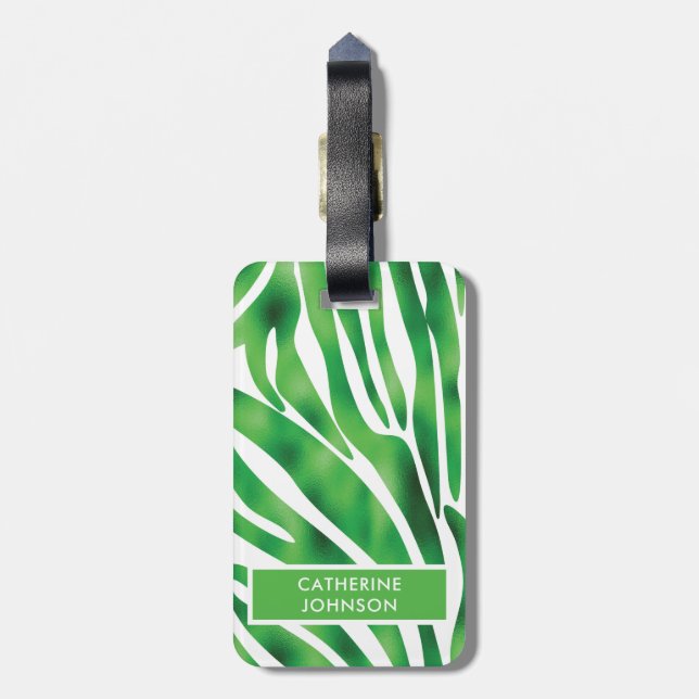 Étiquette À Bagage Zèbre vert et blanc motif Yoga Mat Lugg (Dos Vertical)