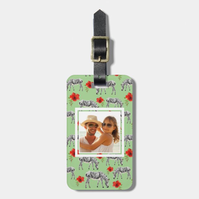 Étiquette À Bagage Zèbres faits sur commande de photo parmi des (Devant Vertical)