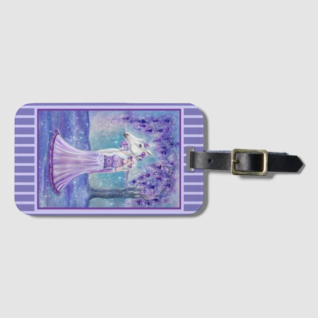 Étiquette À Bagage Zephyr licorne et féerie Art par Renee Lavoie (Devant Horizontal)
