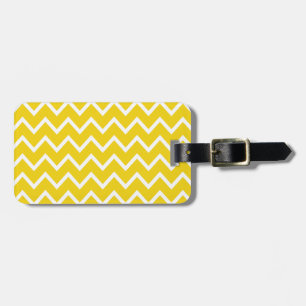 Étiquette À Bagage Zigzag jaune citron Chevron
