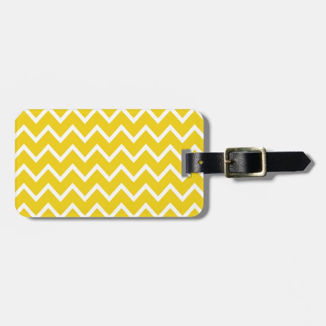 Étiquette À Bagage Zigzag jaune citron Chevron (Devant horizontal)