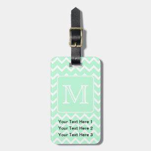 Étiquette À Bagage Zigzag vert en bon état avec le monogramme fait