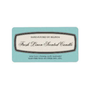 Étiquette à bougie artisanale vintage, bleu pâle