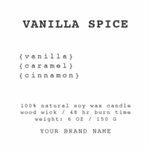 Étiquette à bougie blanche minimaliste