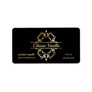 Étiquette à bougie parfumé à cadre doré de luxe