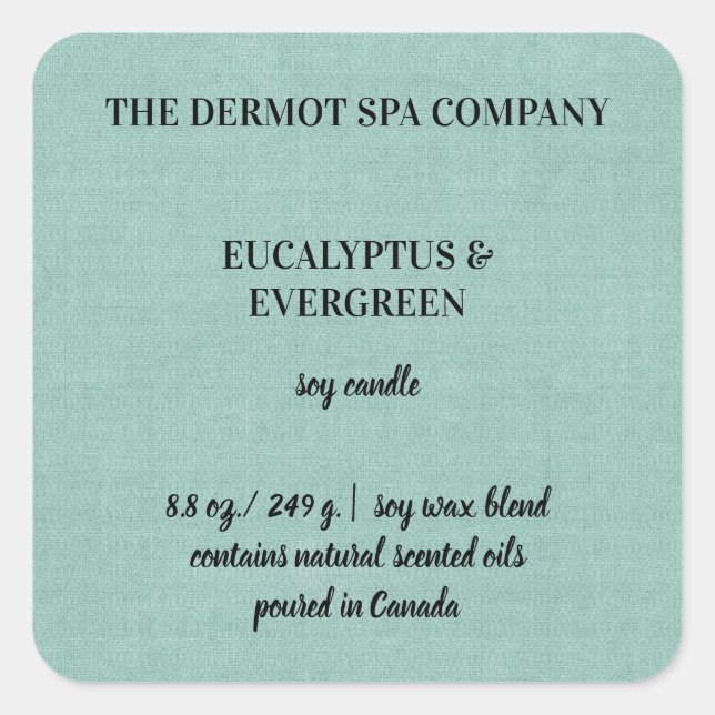 Étiquette à bougie vert modifiable (Devant)