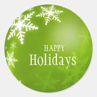 Étiquette à boule de Noël verte Snowflakes