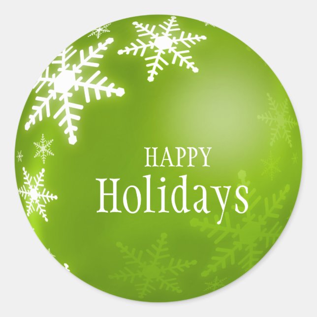 Étiquette à boule de Noël verte Snowflakes (Devant)