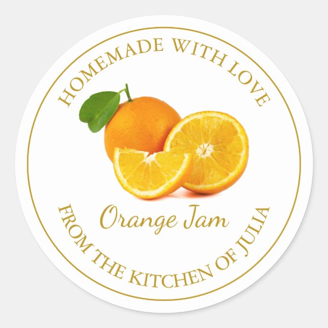 Étiquette à confiture orange maison | Blanc (Devant)