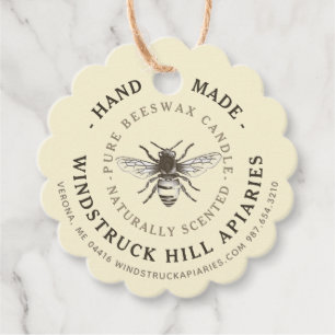 Étiquette à crosse jaune pâle BEESWAX BOÎTE
