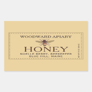 Étiquette à double bordure jaune avec abeille à mi