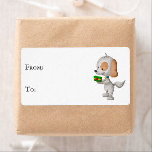 Étiquette A et de Chien avec la famille actuelle Joyeuses va