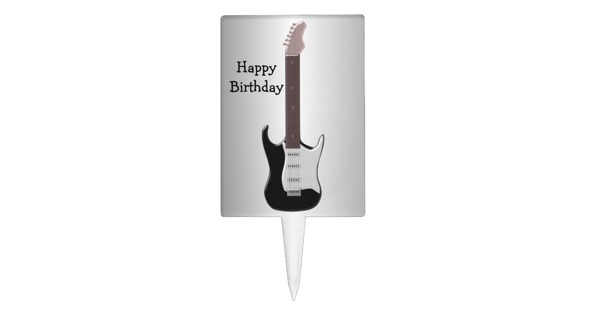 Etiquette A Gateau Anniversaire De Guitare Electrique Zazzle Fr