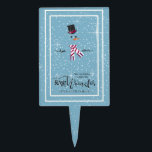 Étiquette À Gâteau Magic and Wonder Christmas Snowman Blue ID440<br><div class="desc">Belle conception minimaliste de la sélection de gâteau de Noël avec un bonhomme de neige stylisé encadré en blanc sur un arrière - plan bleu cadet parsemé de flocons de neige et d'étoiles. La typographie branchée de 'Magic and Wonder' complète le design. Ajoutez votre nom pour personnaliser en utilisant le...</div>