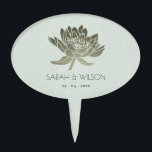 ÉTIQUETTE À GÂTEAU MONOGRAPHIE FLORALE DE LOTUS D'ARGENT BLEU PALE GL<br><div class="desc">Si vous avez besoin d'une personnalisation ou d'autres éléments correspondants,  n'hésitez pas à me contacter à l'adresse yellowfebstudio@gmail.com</div>