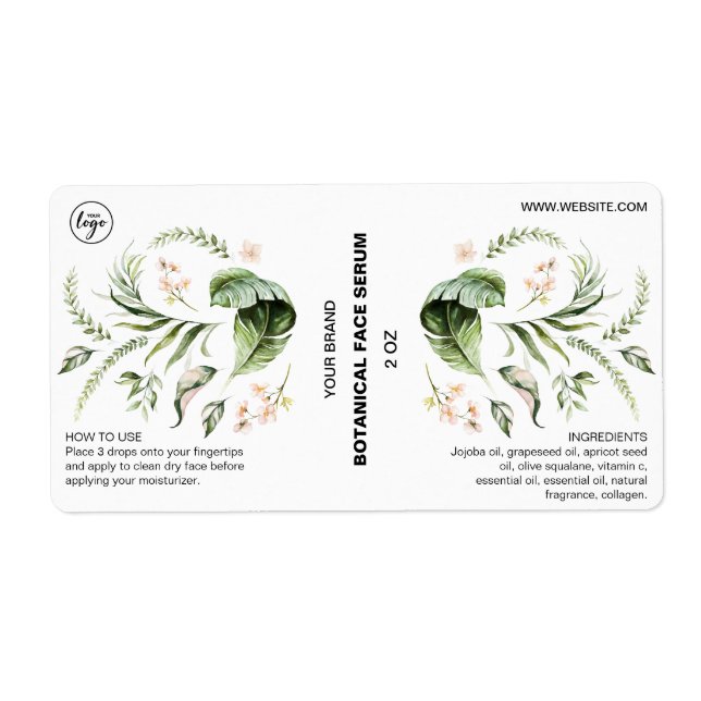 Étiquette à gouttelettes de sérum de visage botani (Devant)
