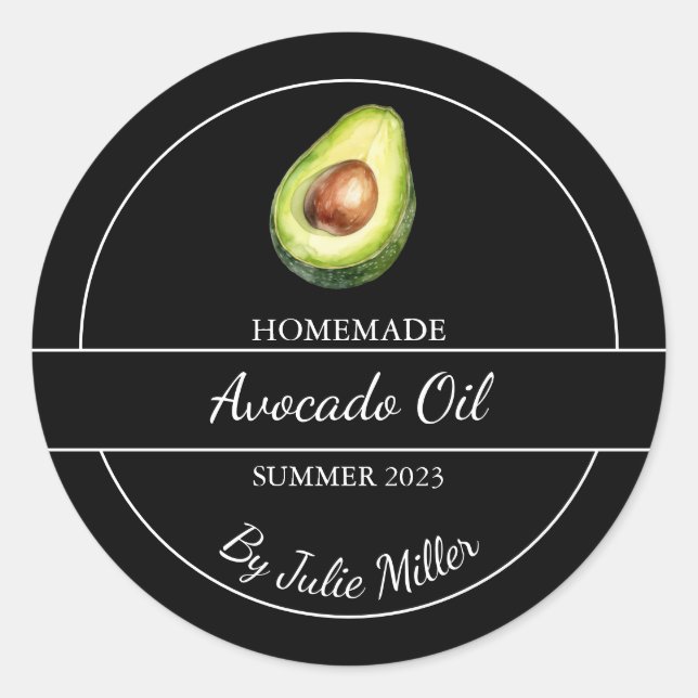Étiquette à huile simple fait maison Avocado | Noi (Devant)