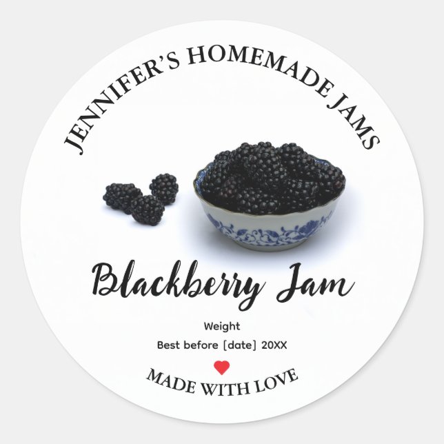 Étiquette à la confiture de Blackberry fait maison (Devant)