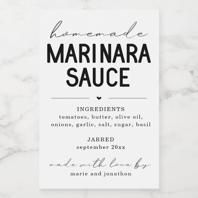 Étiquette à la sauce marinara fait maison (Étiquettes simples)