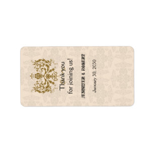 Étiquette à lèvres Cream et Gold Mariage damassé