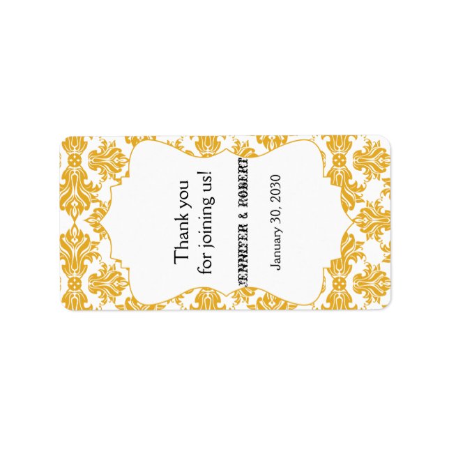 Étiquette à lèvres Mariage damassé blanc jaune (Devant)