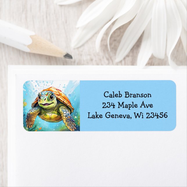 Étiquette A Swimming Sea Turtle  (En situation)