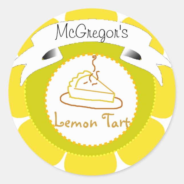Étiquette à tarte citron jaune (Devant)