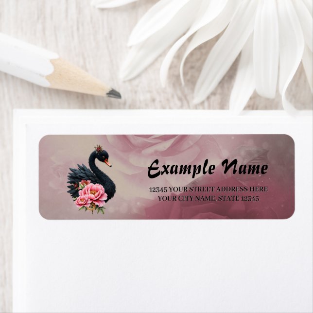 Étiquette A touch of rose and swan's glow.  (En situation)