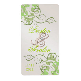 Étiquette à vin bijoux Lime Swirl Champagne