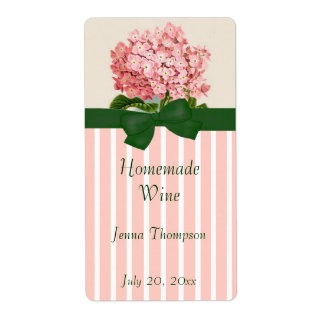 Étiquette à vin maison Hydrangea rose