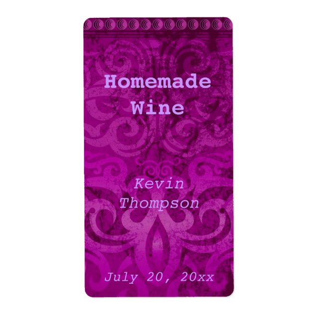 Étiquette à vin maison tendance violet (Devant)
