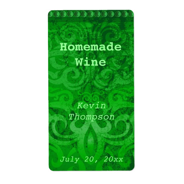 Étiquette à vin maison vert tendance (Devant)