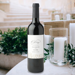 Étiquette à vin Mariage floral linor 2