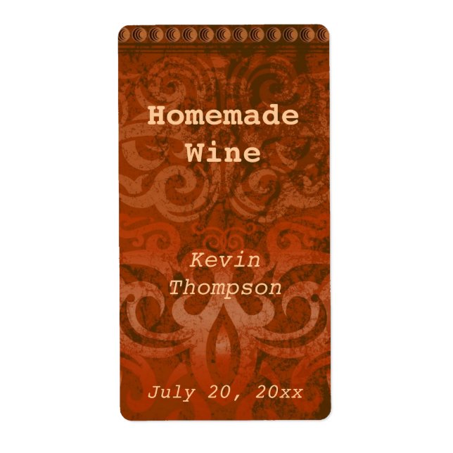 Étiquette à vins maison tendance rouille (Devant)