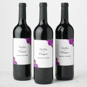 Étiquette À Vins Mariage Purple Et Or Floral