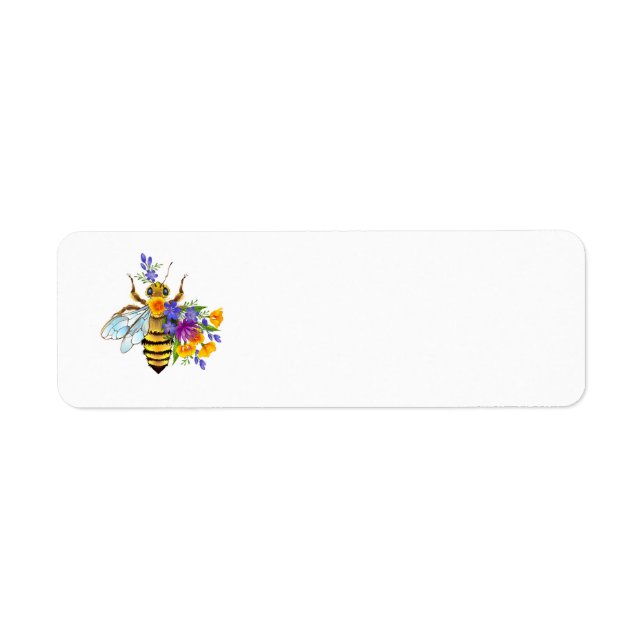 Étiquette Abeille à fleurs avec plantes sauvages (Devant)
