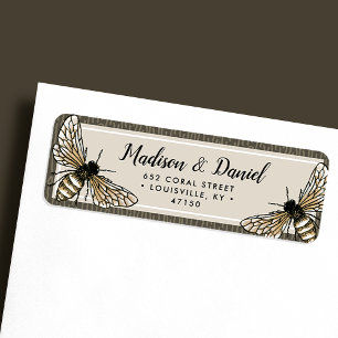 Étiquette Abeille Brun Rustique Élégant Vintage