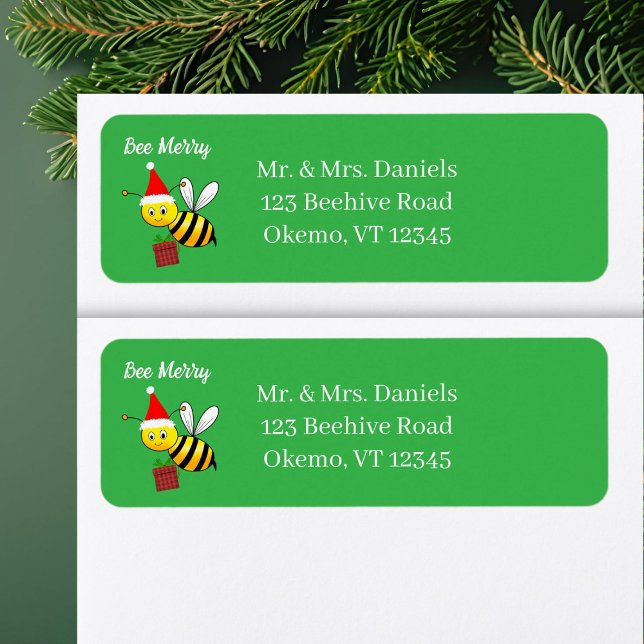 Étiquette Abeille de Noël avec abeille cadeau Adresse de ret (Créateur téléchargé)