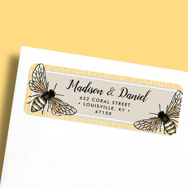 Étiquette Abeille Rustique Élégant Vintage (Créateur téléchargé)